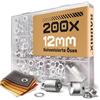 BAURIX® 200 Pezzi Occhielli (Ø12mm) con Inserto Magnetico per Pinza TALOS - per Stoffa, Pelle, Telo, Tende, Carta e Fai da Te - Accessorio per Cucito e Bricolage - Pinza non Inclusa