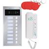 Sistemas Atis Pro Kit citofono audio 2 fili per 8 appartamenti - Citofono collettivo antivandalo con lettore RFID - Kit completo con alimentatore e cornetti - Installazione da incasso o a parete - Facile da installare
