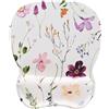 EooCoo Tappetino Mouse con Comodo Supporto per Il Polso, Gaming Mousepad Ergonomico con Poggiapolsi in Memory Foam, Resistente all'Usura, Ufficio Mouse Pad, Accessori Scrivania, Fiori Bianchi