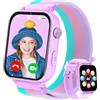 PTHTECHUS Orologio Smartwatch Bambini GPS 4G, Smartwatch Bambino Bambina con Telefono, Videochiamata Chat Vocale Sveglia Contapassi Camera Modalità Classe, Regalo per Ragazza e Ragazzo 4-12 Anni, Viola Chiaro