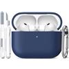R-fun Custodia per Airpods Pro 3 (2025), custodia protettiva in silicone morbido compatibile con Apple AirPods Pro 3 generazione per donne e uomini con kit di pulizia/portachiavi,Blu notte