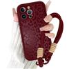 Coalbooliy Cover con Cordino per iPhone 13 Pro Max 6,7'', Silicone Morbido Custodia Aesthetic Leopardo Rosso Automne Mädchen Modello Disegni Collana Universale Fotocamera Protettiva Case, 02