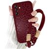 Coalbooliy Cover con Cordino per Samsung Galaxy A54 5G 6,4'', Silicone Morbido Custodia Aesthetic Leopardo Rosso Automne Mädchen Modello Disegni Collana Universale Fotocamera Protettiva Case, 02