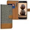 kwmobile Custodia Compatibile con Samsung Galaxy A5 (2017) Cover Portafoglio - Case Chiusura Magnetica Portacarte Tessuto Similpelle grigio scuro/marrone