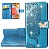 LEMAXELERS Custodia Mi 10T Cover Portafoglio,Mi 10T Custodia Bling Strass Brillant Fiore farfalla rilievo Wallet Shock-Absorption Magnetica Leather Flip Cover,SD Butterfly Blue