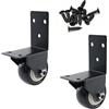 Semetall 2 ruote girevoli con piastra a forma di L, ruote di ricambio silenziose da 5,1 cm, colore nero