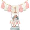 GlamRays Boho Striscione per la Prima Festa di Compleanno per Seggiolone Decorazione per Festa Bambina Baby Shower Decorazione da Parete per Cameretta (con Motivo a Margherite Rosa e Bianco)