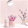 SONVIEE Lampada da scrivania per bambini con portapenne, graziosa lampada da scrivania a LED, lampada da tavolo per bambini, lampada da studio con proiettore, lampada da comodino, lampada da lettura