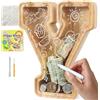Lakpopya Salvadanaio in Legno Grand per Bambini Adulti Salvadanaio Lettre Personalizzato di A-Z con Area di Destinazione Salvadanaio Apribile Trasparente per Decorazione Regalo Battesimo (Y)