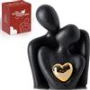 LCCCK Coppia di Innamorati Statua, Romantica Scultura Moderna Dorato Cuore Design - Statuette Decorative Casa, Soprammobili Moderni, Regalo Sposi, Arredo Moderno - Regalo Anniversario Matrimonio Figure