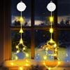 OUILA Decorazioni Natalizie,2 Pezzi Luci Natale Finestra,3 Modalità con Timer e Ventosa,Luci Natalizie,Luci di Natale da Interno ,Decorazioni per Finestre,Tende Natalizie per Finestre per Interno Esterni