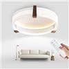 RRBEST Plafoniera LED Soffitto Dimmerabile, Moderna Lampadario da Soffitto con Telecomando, Lampada da soffitto in rattan a sospensione, Bianco Lampada da Soffitto in Legno per Soggiorno, Camera