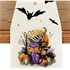 palasasa Runner da Tavola Halloween Gatto Lino Lavabile Tovaglia Runner Centrotavola Halloween Addobbi Autunnali per Sala da Pranzo Picnic Interni Vacanze Autunno Feste Cucina 40x240cm