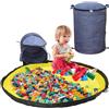 Exquilnova Borsa portaoggetti per giocattoli, mattoncini da costruzione, con tappetino da gioco e coperchio, contenitore con tappeto da gioco, cestino per la cameretta dei bambini, regalo per bambini
