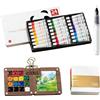 TENGWA Noce Acquerelli da Viaggio 15 Griglie Tavolozza per Dipingere Magnetico Kit Pittura Include 24 Colori un Blocco da Disegno Pennelli e un Raccoglitore Set da Viaggio Portatile Pieghevole
