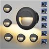 Letlit Illuminazione per scale 5W 500lm 6-Pack, Apparecchi LED 230V 3000K, 85x85mm, Luce da Incasso a Parete IP65, Luci per Scale a Parete, Zoccoli da Incasso 68mm, Alluminio Nero