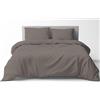 Riad Arredo Mahome Set Copripiumino Tinta Unita in Pregiata Flanella 100% Cotone con Trattamento Antipalline - Parure Sacco Piumino con Federe Made in Italy (Tortora, Singolo 150x240 + 1 federa 52x82)