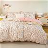 Koudi Set di biancheria da letto rosa per ragazze 155x220, biancheria da letto per bambini in microfibra con motivo floreale, reversibile, con federa per cuscino da 80x80 cm