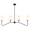ZenithBeam Lampadario Cucina,120Cm Nero Lampadari Camera Da Letto Classic Lineare A 4 Luci 160W Lamp Soggiorno Con Paralume Bianco E14 A Sospensione Per Cameretta