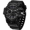 Yuxier Orologi da uomo tattici militari da uomo analogici digitali con data sveglia cronometro tattiche tattiche sport all'aperto allenamento arrampicata orologio sportivo per studenti, Nero
