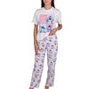 sarcia.eu Disney Stitch Pigiama da Donna a Due Pezzi in Cotone con Maniche Corte e Pantaloni Lunghi 100% Cotone (IT, Testo, S, Regular, Regular, Stitch)