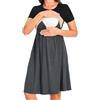 Bearsland Abito da allattamento da donna a maniche corte, patchwork, con tasca, Verde, S