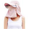 lulupila Cappello da sole multifunzione da donna, resistente ai raggi UV, cappello da trekking per esterni, con protezione viso e collo, Colore: rosa., Taglia unica
