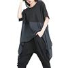 ellazhu T-Shirt da Donna a Maniche Corte Nera e Bianca Estiva GY1772 Black
