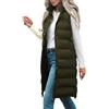 Generic Gilet lungo trapuntato senza maniche da donna leggero con cerniera imbottita gilet trapuntato gilet con cappuccio comodo casual tinta unita gilet piumino da donna giacca lunga senza maniche, Verde, S
