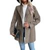 shownicer Donna Cappotto in Lana a Quadri Elegante Manica Lunga Risvolto Cappotti Media Lunghezza Giacca con Bottoni Casual Outwear A Marrone XS