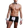 Generisch Christmas - Set di strisce sexy da uomo, costume da spogliarello, da uomo, composto da papillon, slip e bendaggi da polso, biancheria intima sexy (nero, taglia unica)