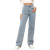 Generico Jeans Donna Vita Alta Autunno Gamba Dritta Jeans Donna Elasticizzati Larghi Curvy Pantaloni in Denim Tinta Unita con Tasche per Vacanze Ufficio Casa O Sport