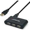 WAYTEX 28504 - Hub USB 2.0 3 porte USB-A autoalimentato per 1 PC o 2 PC, cavo 1,00 m fornito