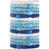 Pryon 15 elastici per capelli per Kknekki, elastici blu per donne e ragazze, di alta qualità, senza pieghe, morbidi, accessori per coda di cavallo spessi e sottili, eleganti elastici senza danni, per lo
