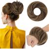 TESS Chignon Capelli Veri Lisci Posticci Donna con Elastico Hair Bun Finto Extension Accessori Capelli 17g #1BP6R Nero Naturale/Castano