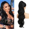 XFSRG Extension Capelli Naturali 65 cm Lunga Ondulati Ricci Coda Cavallo Sintetici Posticci Extensions per Donna(#1B)