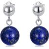 Althum Orecchini pendenti in argento sterling 925, 8 mm, con sfera rotonda, per donne, Argento sterling, Lapislazzulo