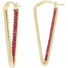 DelPia, Orecchini Triangolo in Oro 18kt e Argento Sterling 925 con Cristalli Colorati (Rosso)