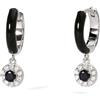 MABINA GIOIELLI - Orecchini Donna - Orecchini a cerchio in argento con smalto nero e zircone nero - 563599