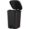 Superio Mini Trash Can with Foot Pedal Small Outdoor Garbage Can with Lid, 1.5 Gallon Plastic Waste Basket for Bathroom, Bedroom, Kitchen, Office, Patio (Wicker Brown 6 QT.)