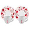 Bialetti Y0TZ021 Set 2 Tazzine Moka Cuore (con Piattini), Porcellana, Red/White