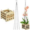 Bucherry Fioriera quadrata in legno per orchidee, per interni ed esterni, con catena da 50 cm (1 set, 15,2 cm)