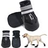 Dricar Scarpe per cani, set di 4 stivali per cani per zampe ferite, corsa, nero (L)