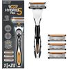 BIC Hybrid 5 Flex Rasoio da Uomo Ricaricabile, 1 Manico, 10 Ricariche 5 Lame di Precisione Nanotechnology, Nero - Confezione da 1+10 Unità