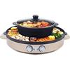 Gaabungky Hot Pot con grill, 2200 W, pentola elettrica con controllo indipendente della temperatura, pratica, 2 in 1, multifunzione, rotonda, per feste in famiglia (oro)
