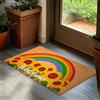 Brubaker Zerbino per Esterni e Interni - Welcome con Girasoli e Arcobaleno - 45 x 75 cm - Tappeto in 100% Fibra di Cocco, Antisporco e Antisdrucciolo - Impermeabile - Ideale per Ingresso e Terrazza