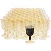 Matana - 100 Eleganti Bicchieri da Vino in Plastica Rigida Trasparente con Glitter Dorati (180ml) - Resistenti e Riutilizzabili - Compleanni, Matrimoni, Natale, Feste di Capodanno, Barbecue