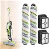 TQEONKL 2 rotoli di spazzole per aspirapolvere 1868 multi-superficie e 2 filtri di ricambio 1866, compatibili con aspirapolvere Bissell CrossWave 2306A 1785A 3888A, confrontare con la parte 1608684, 160-8683,