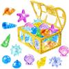 YEAMLTE Gemme Pirata Set, Gemme Colorate Giocattoli Subacquei, Giocattoli per Immersioni con Gemme, 36 Pietre Colorate con 1 Forziere Pirati per Feste In Piscina, Giochi in Spiaggia, Cacce al Tesoro (B)