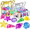 YEAMLTE Gemme Pirata Set, Gemme Colorate Giocattoli Subacquei, Giocattoli per Immersioni con Gemme, 36 Pietre Colorate con 2 Forziere Pirati per Feste In Piscina, Giochi in Spiaggia, Cacce al Tesoro (A)